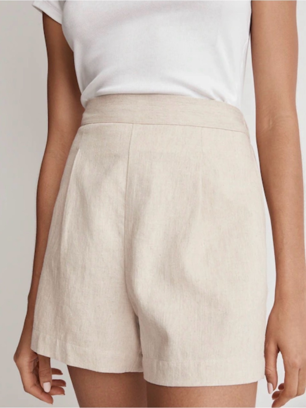 Madewell High-Waist Cream Linen-Blend Shorts